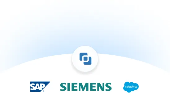 Logos of SAP, Siemens, and Salesforce under an integration icon.