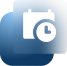 Icon of a clipboard with a clock symbol, representing predictive service.