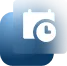 Icon of a clipboard with a clock symbol, representing predictive service.