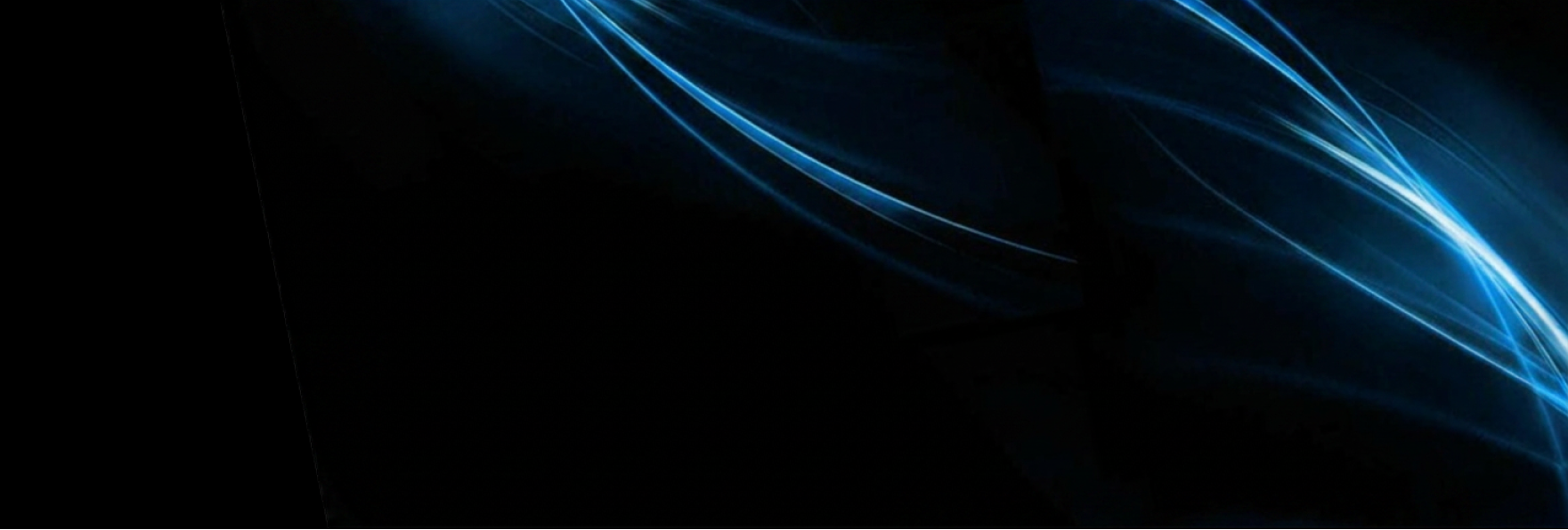Abstract blue light streaks on a dark black background resembling waves or energy flow.