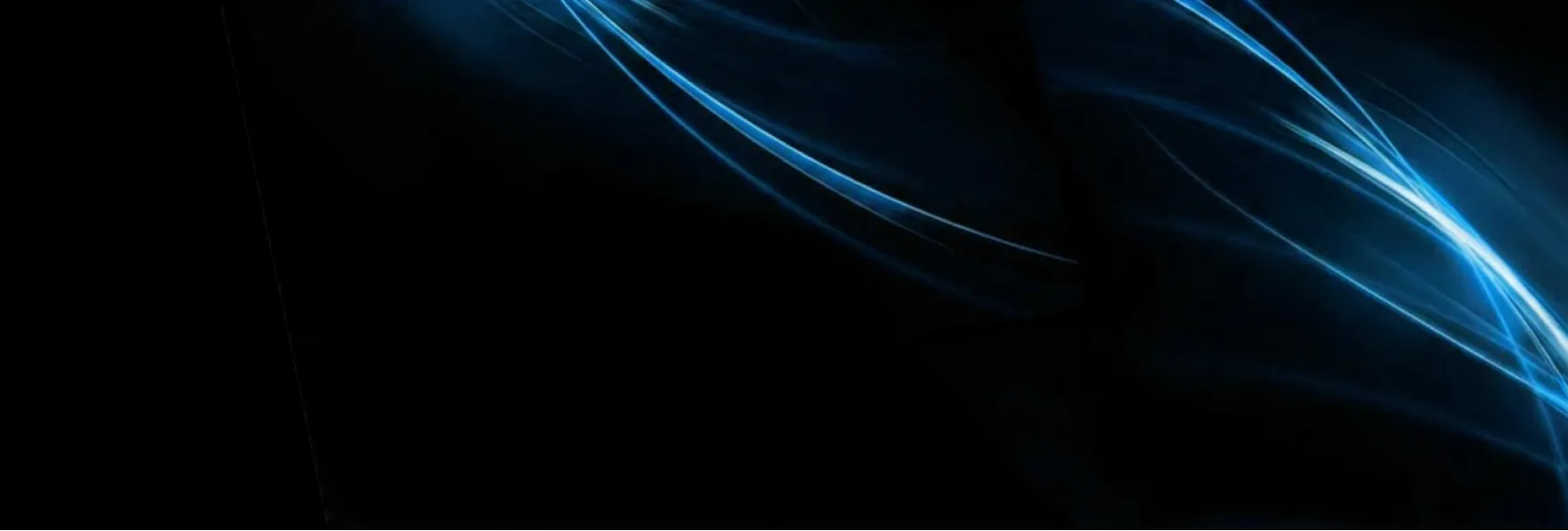 Abstract blue light streaks on a dark black background resembling waves or energy flow.