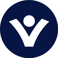 Vitronic company logo with a stylized white V and dot inside a navy blue circle.