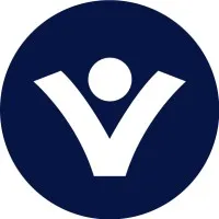 Vitronic company logo with a stylized white V and dot inside a navy blue circle.