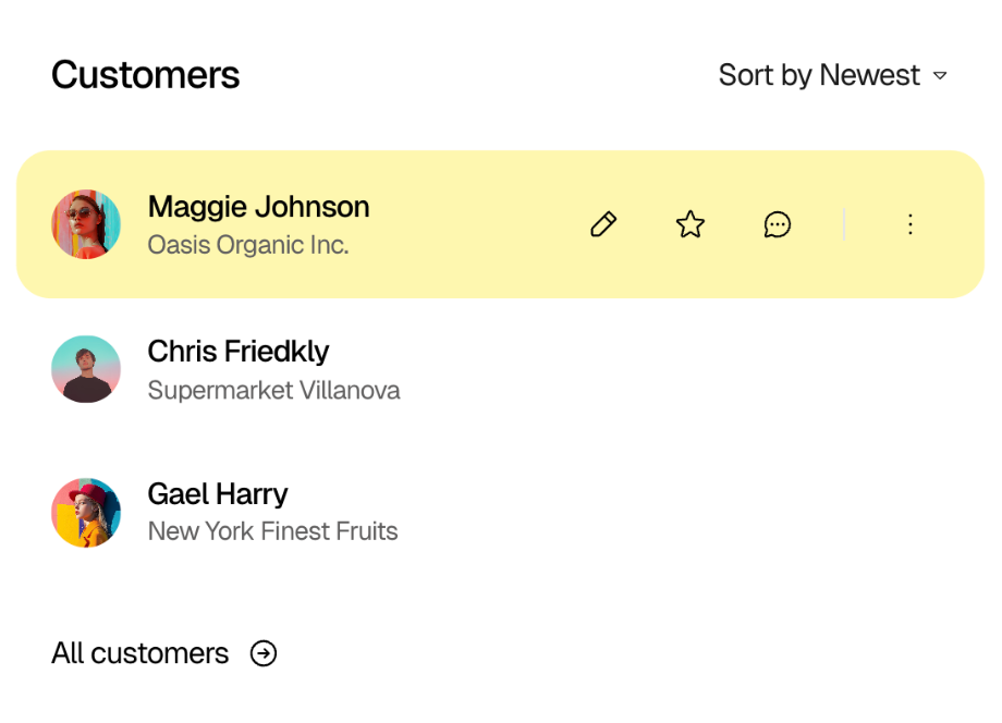 Customer dashboard UI