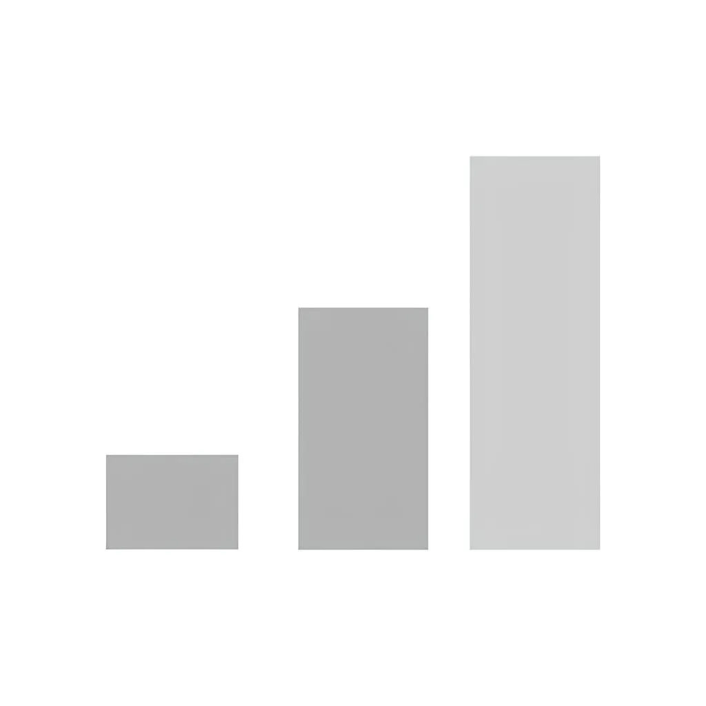 Gráfico de barras con tres barras de altura creciente de izquierda a derecha sobre un fondo blanco.