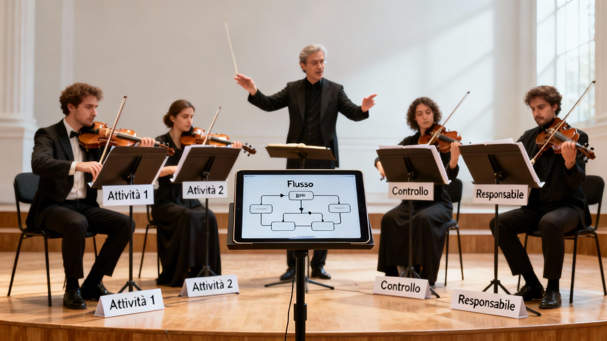 Orchestra as an analogy for process mapping