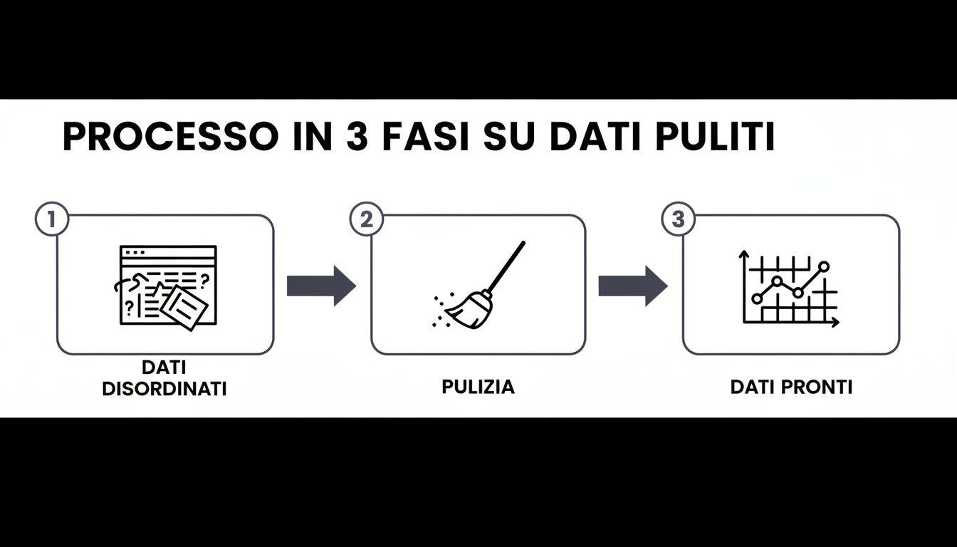 A 3-step process for transforming messy data into clean data ready for analysis with charts.