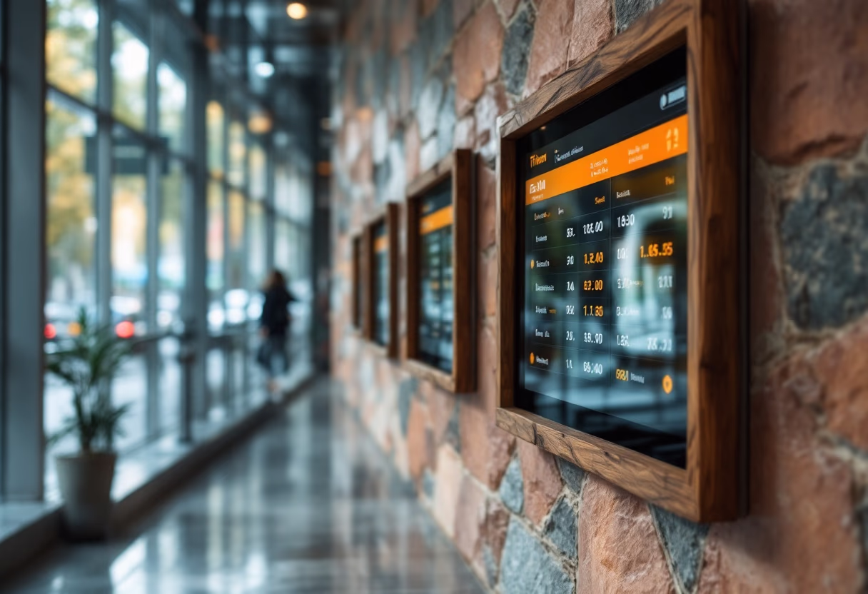 image of digital display with transit schedule (for a public transportation company)