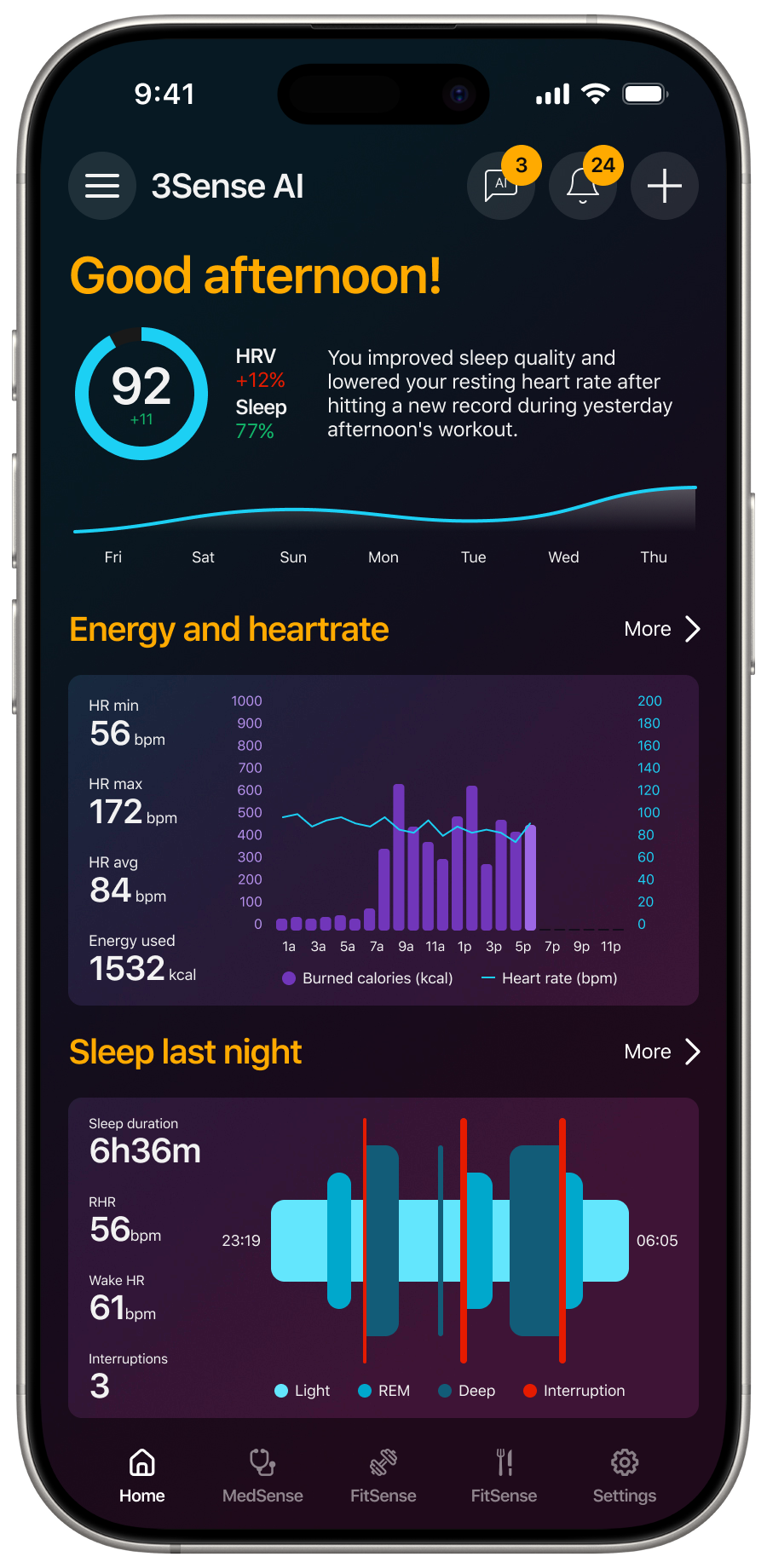 3Sense app on mobile phone