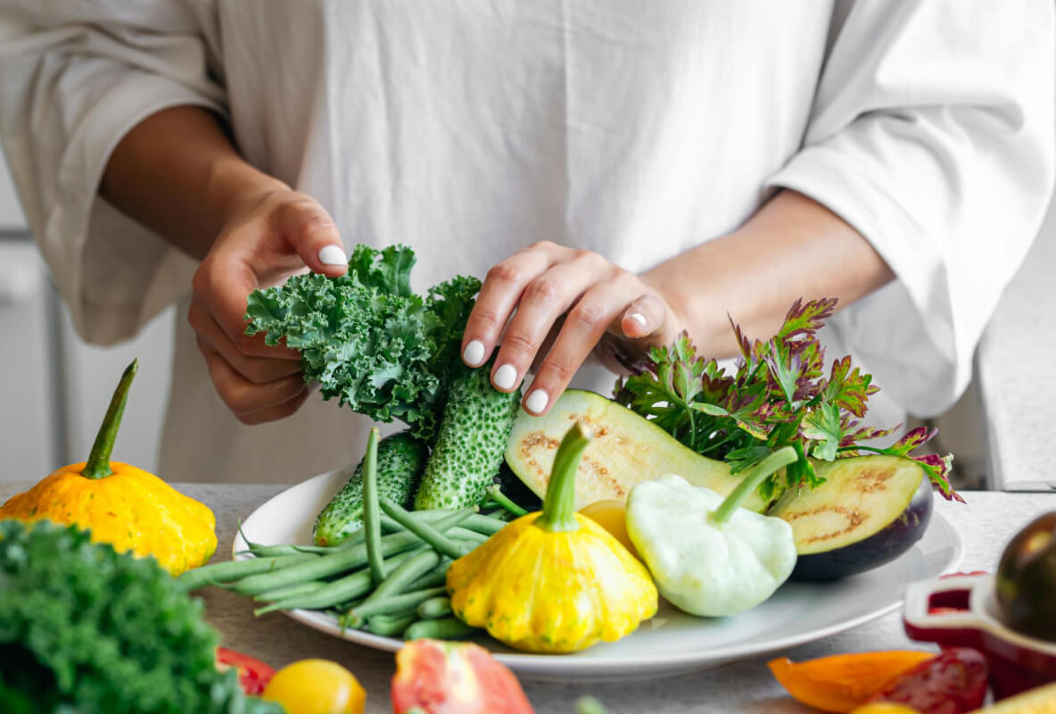 women with vegetables