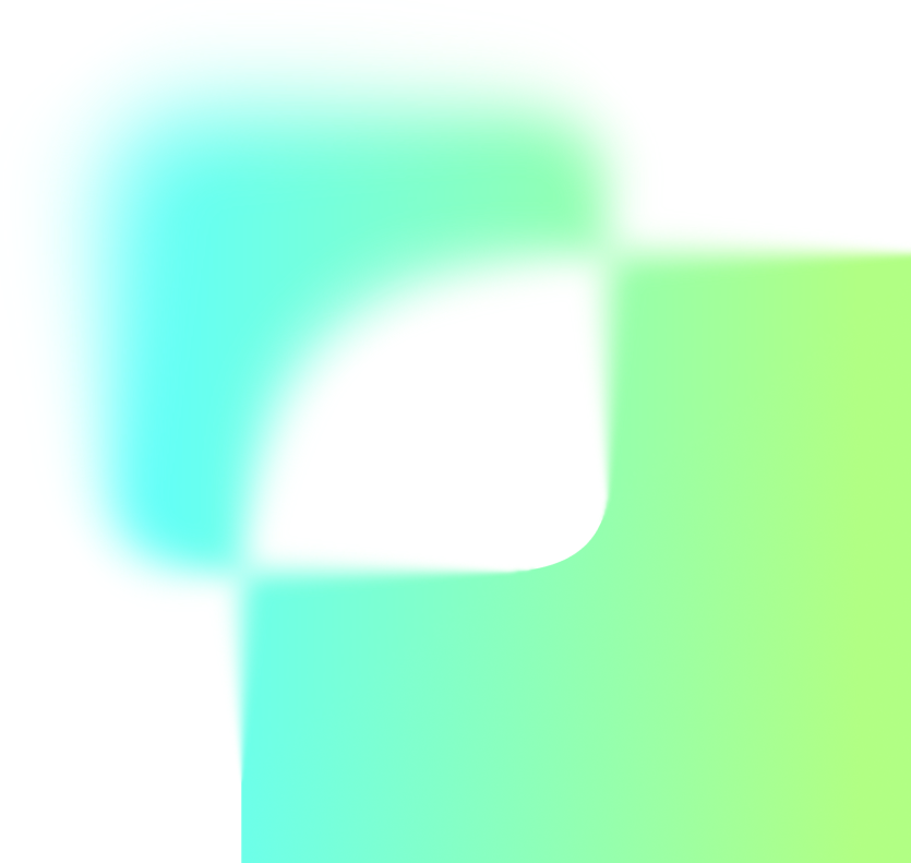 Abstract green and blue gradient shape with a black irregular cutout in the center.