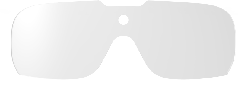 White futuristic smart glasses with a single front camera lens.
