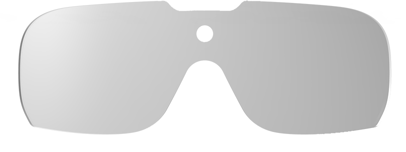 White protective goggles with a black vent hole at the top center.