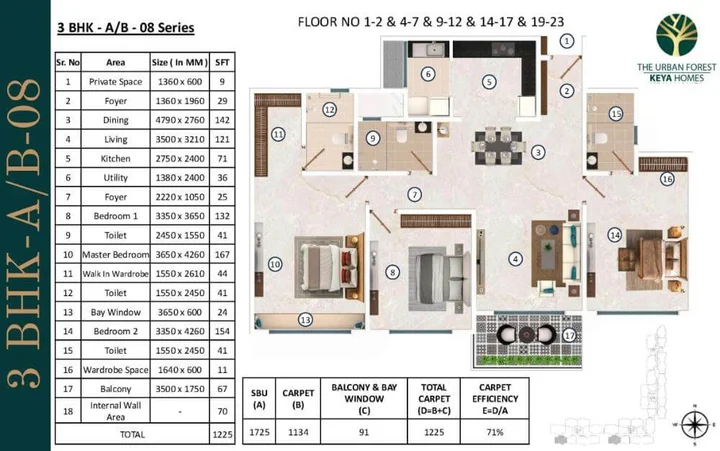 3BHK A/B-08 – 1725 sqft