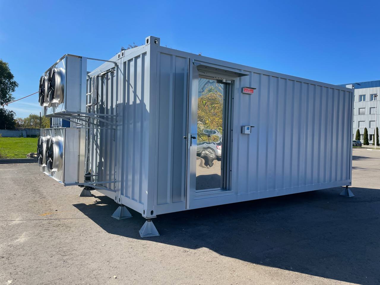 Interior of shielded modular data center showing hardened rack infrastructure