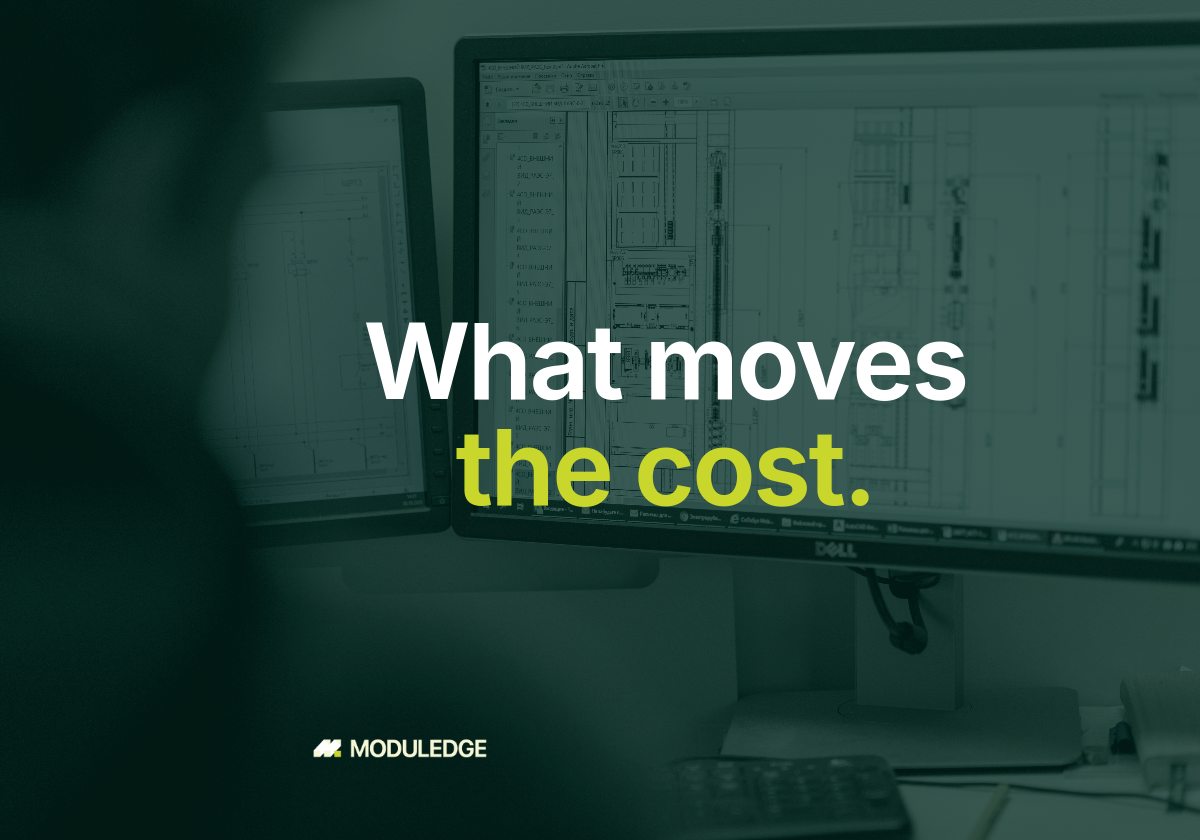Computer screen showing an electrical design drawing, with the headline "What moves the cost."