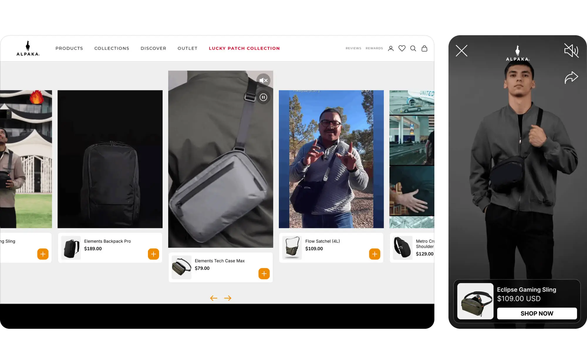 ALPAKA desktop and mobile shoppable videos preview