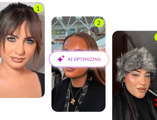 Creator videos ranked by conversion performance, with numbered positions and an AI optimization indicator.
