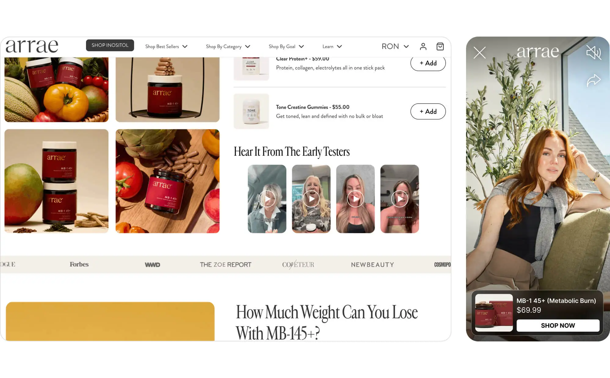 example of social proof formats product videos on arrae website