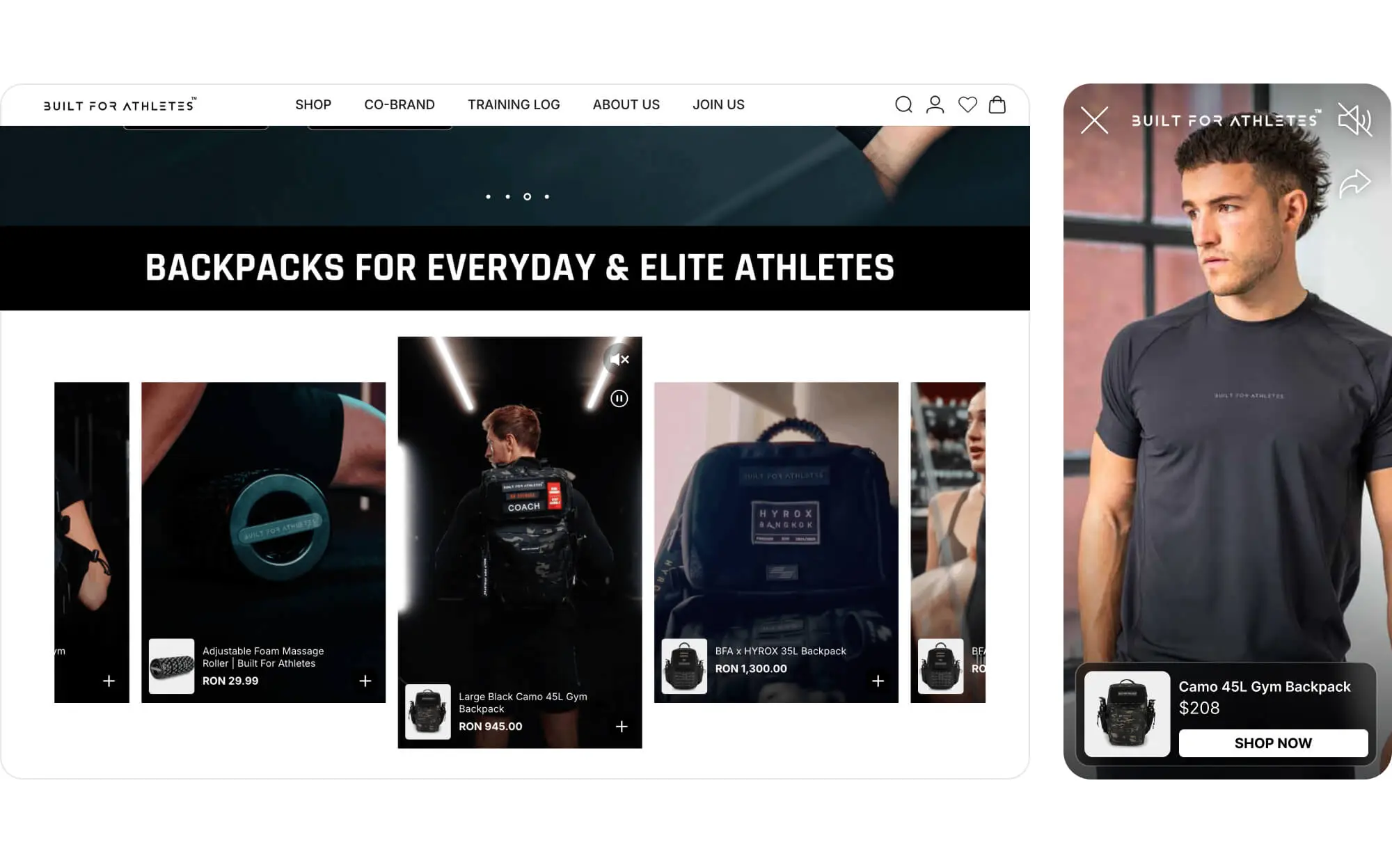 product videos example from built for athletes store