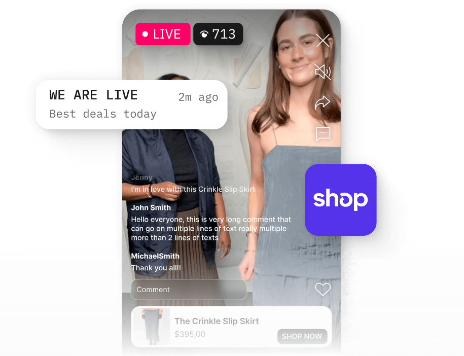 go live in shop app with Videowise