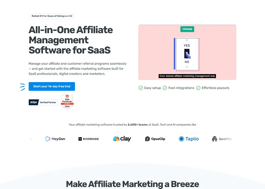 Rewardful landing page Webflow development by Petr Bilek