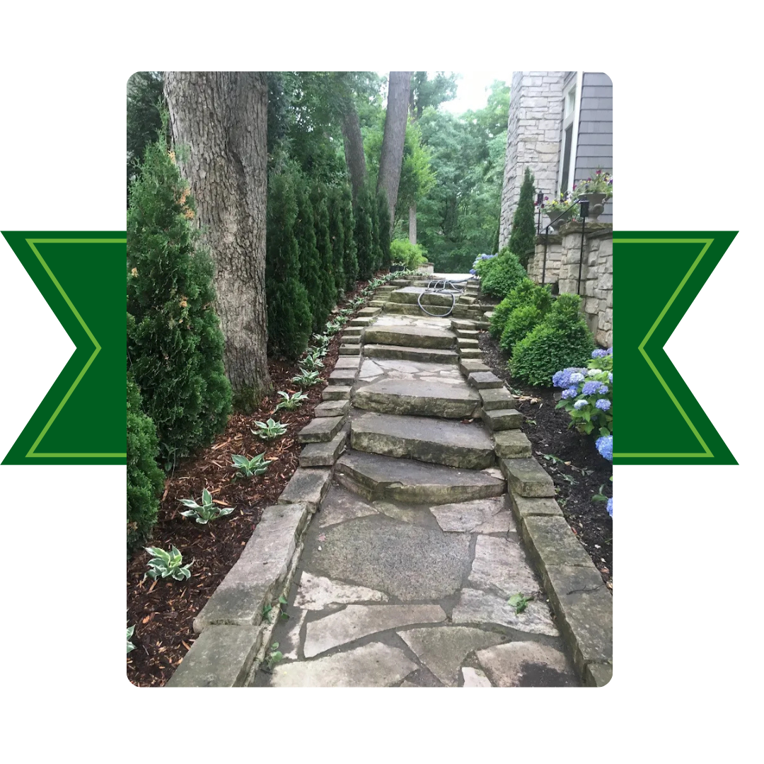 Hardscaping walkway with background.