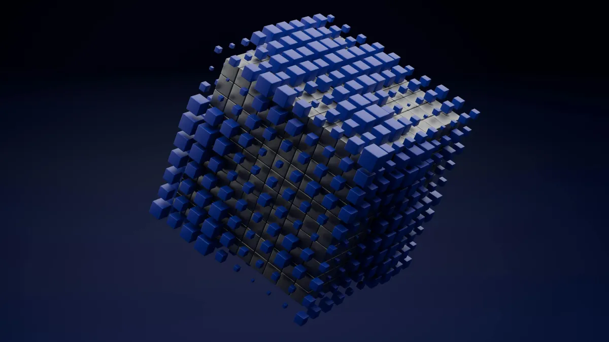 3D render of blue cubic mesh