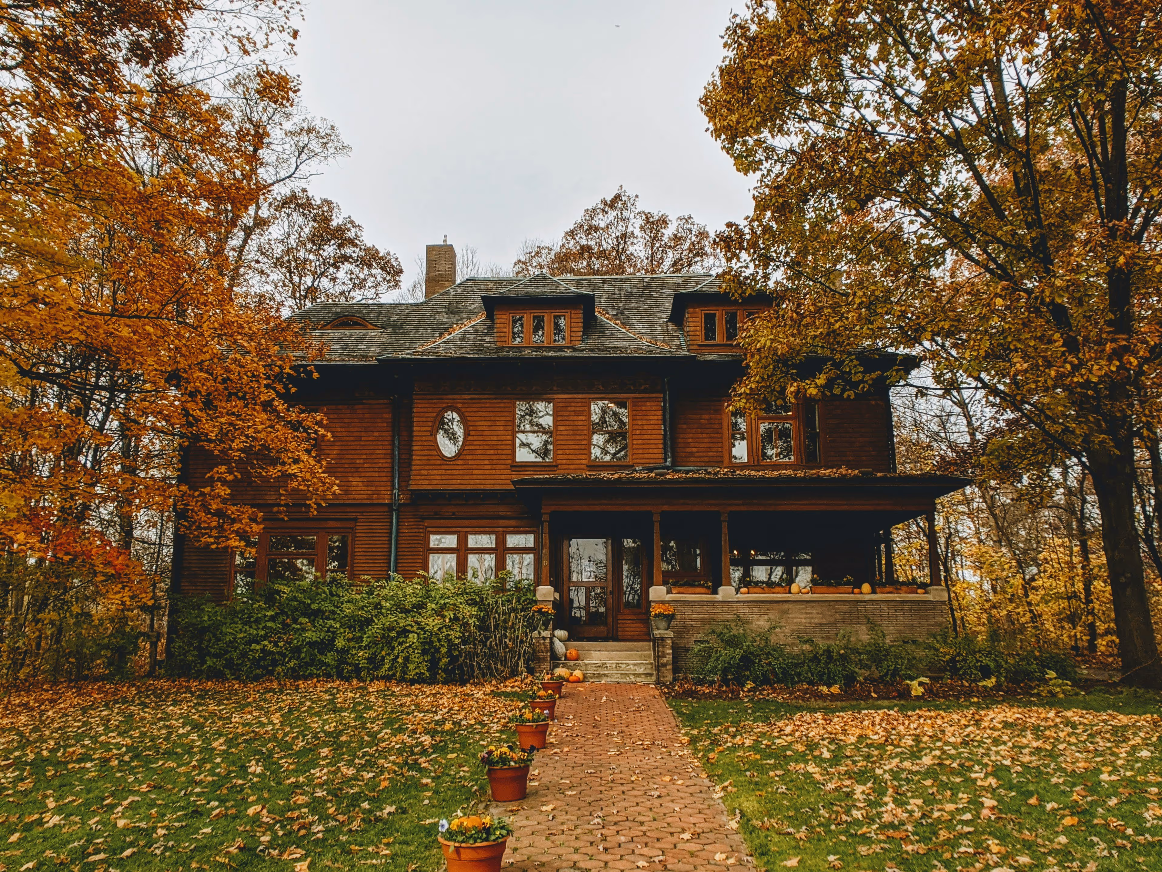 a house in the fall