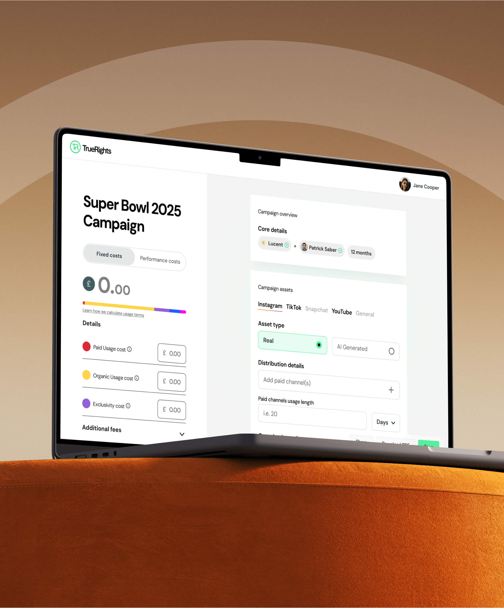 TrueRights Calculator on Macbook Air on stool
