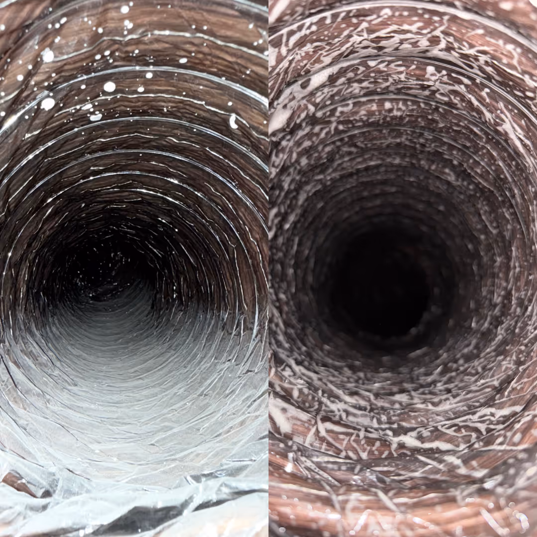 Before and after air duct cleaning showing dust and dirt removed from air vent by Floriduct HVAC cleaning professionals in South Florida.