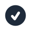 Dark blue checkmark icon inside a solid circle.