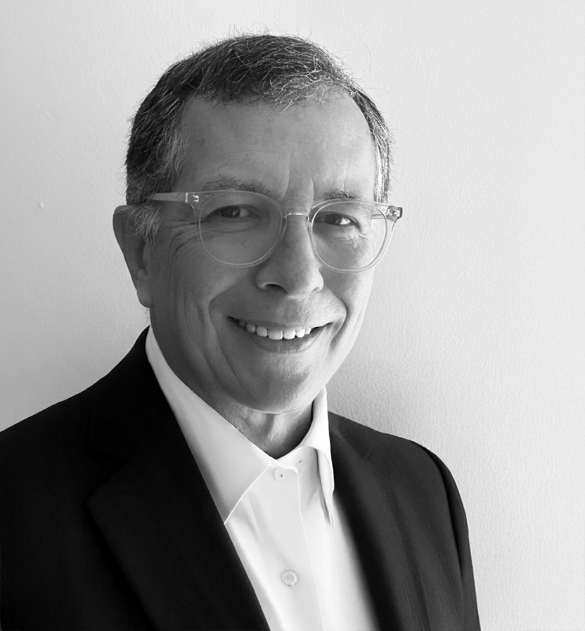 Black and white close-up portrait of Roger Johanson