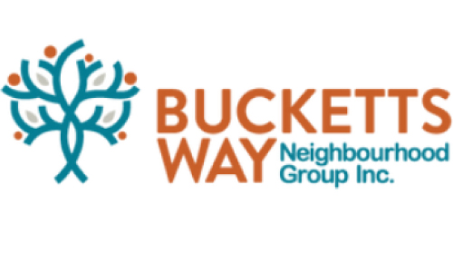 Buckett's Way Neighbourhood Group Ltd. logo featuring a stylized tree with orange circles and text in orange and blue.
