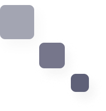 Three navy blue squares in descending size with soft shadows on a white background.