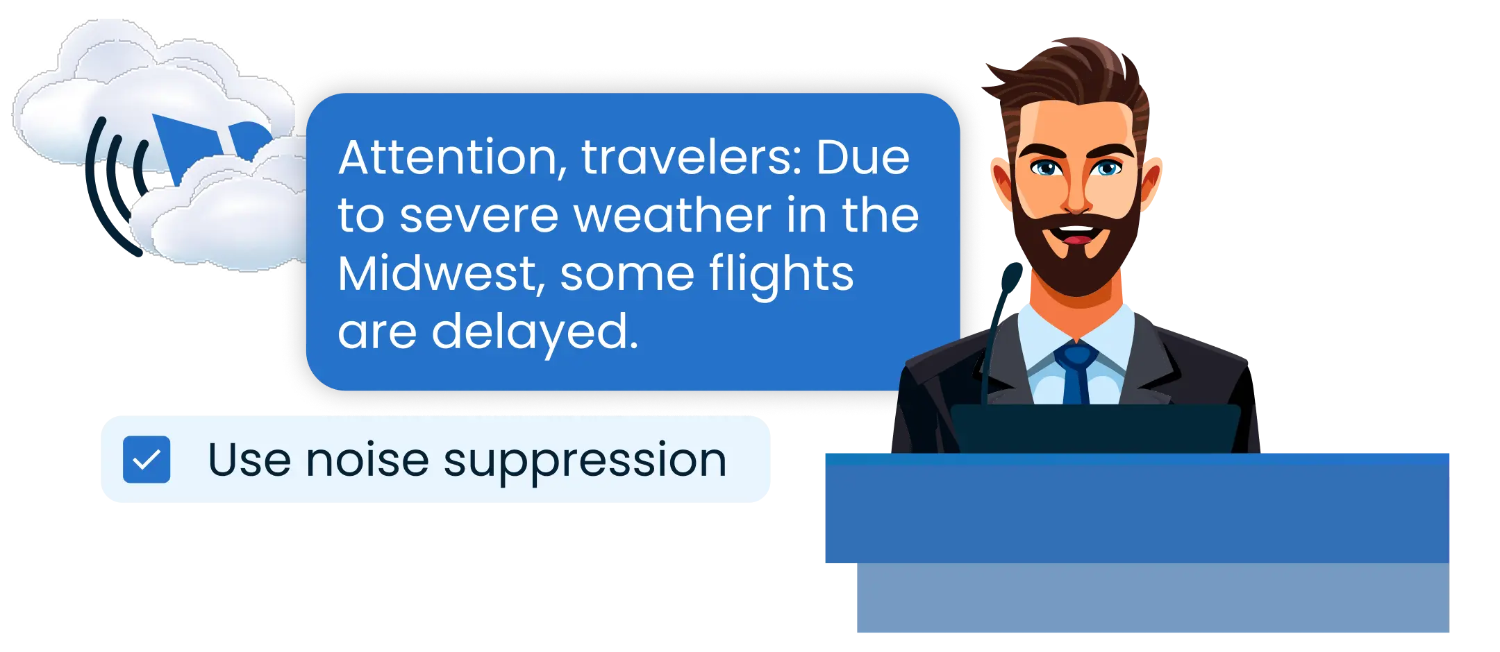 Airport CX call forwarding interface allowing announcements to be routed and re-broadcast across additional terminal zones