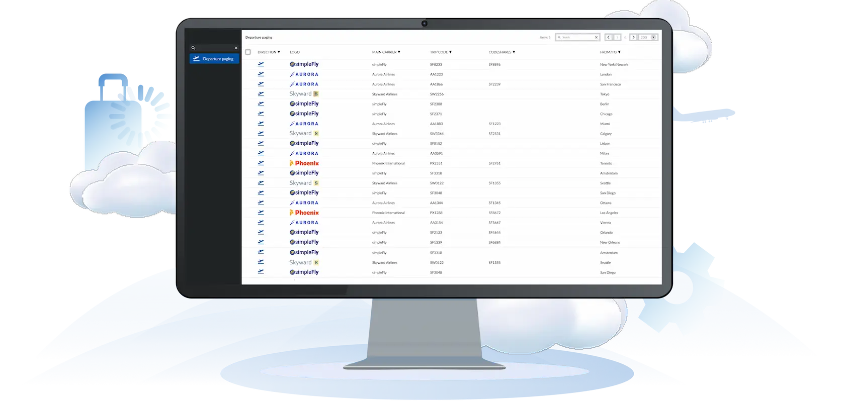 Airport CX OpsUI operations management platform showing centralized dashboard for managing scheduled announcements and monitoring terminal PA activity