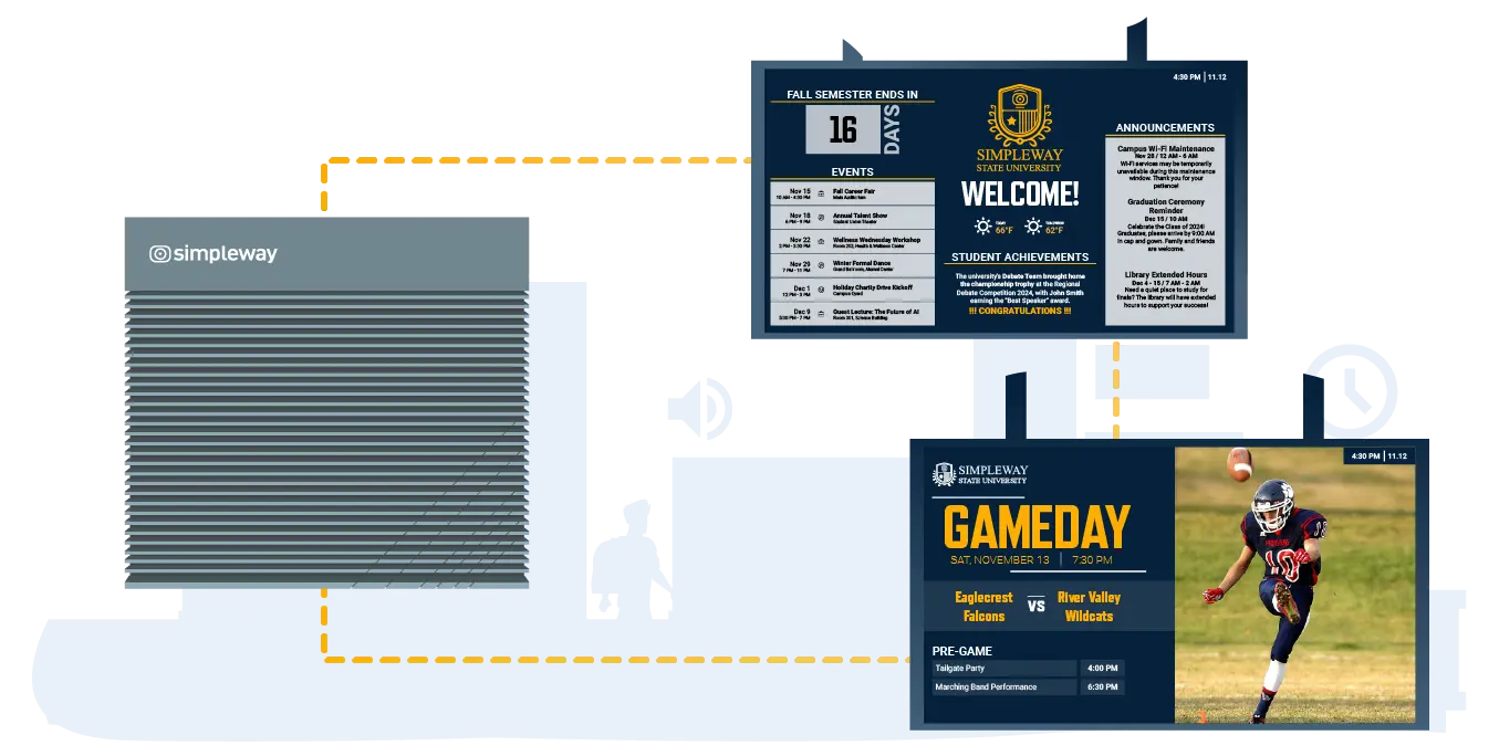 nnounce display controllers and digital signage endpoint hardware for campus screens managed through Education CX