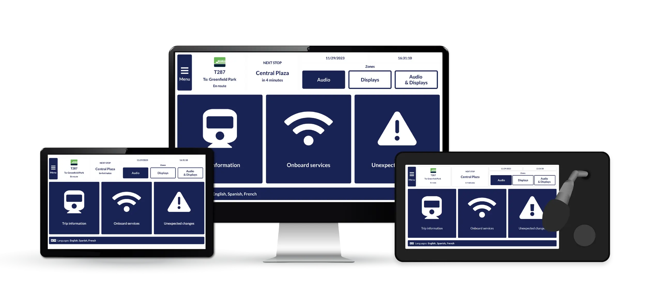 Transit CX role-based access interface giving operations staff, control room operators and station personnel appropriate system controls