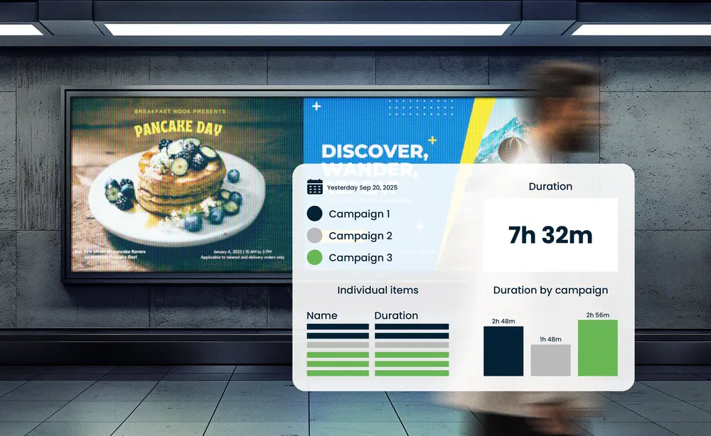 Transit CX passenger information displays showing real-time arrivals, platform assignments and service status across a transit station concourse