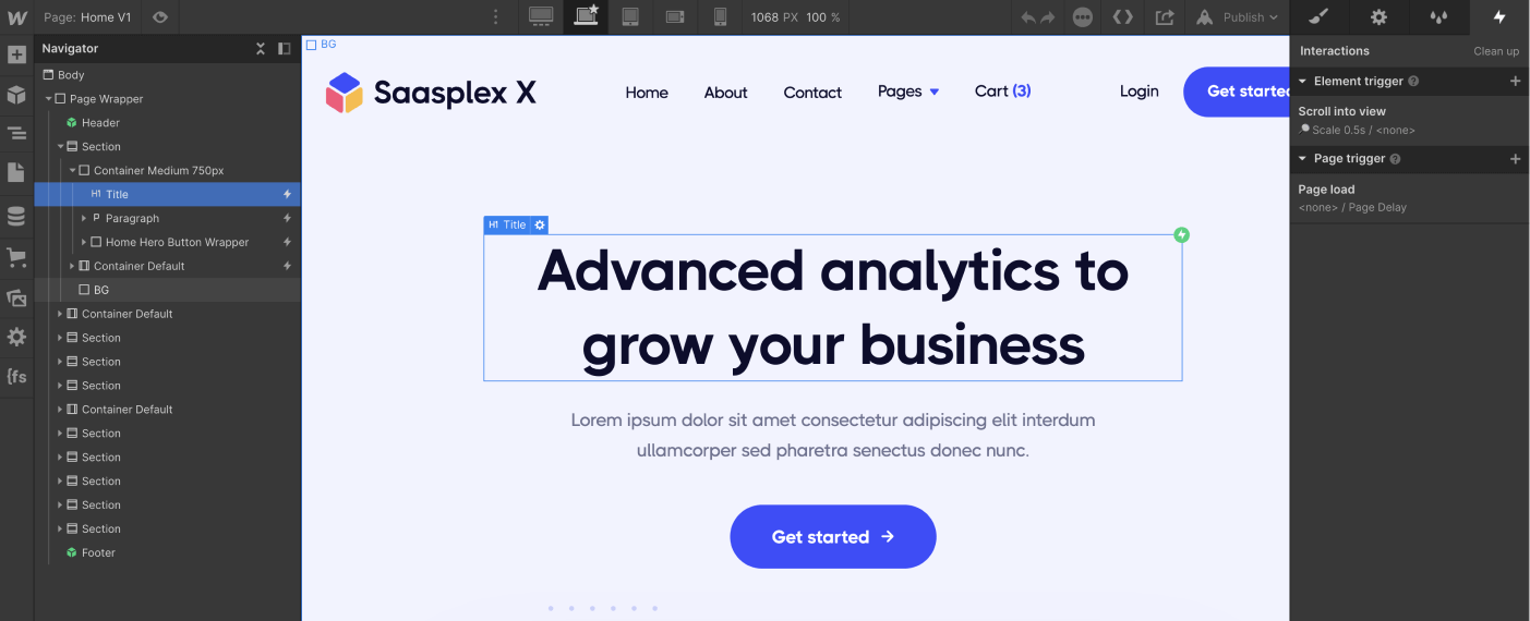Animations - Saasplex X Webflow Template