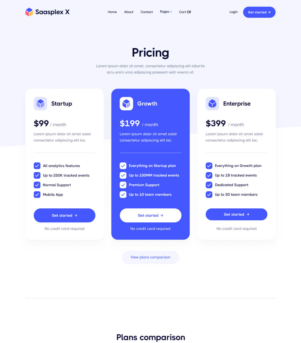 Pricing - Saasplex X Webflow Template