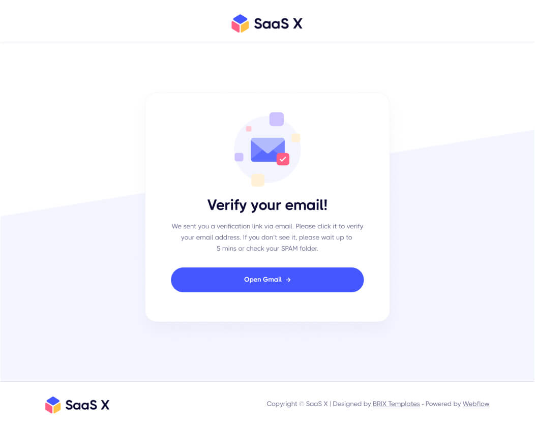 Email Confirmation - Saasplex X Webflow Template