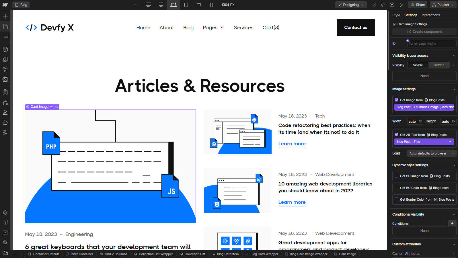 CMS Content - Devfy X Webflow Template