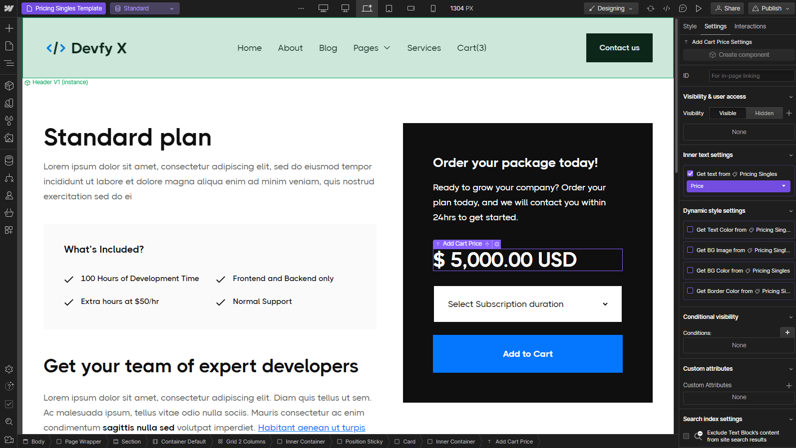 Ecommerce Page - Devfy X Webflow Template