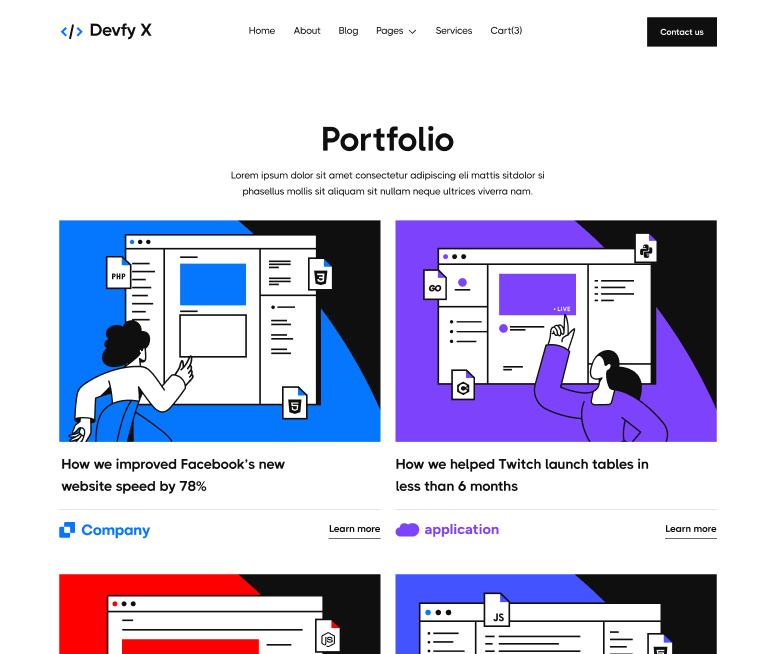 Devfy X - Portfolio V2 Main Page - Development Agency Webflow Template