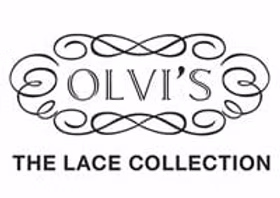 Logo van OLVI'S met decoratieve krullen, tekst Erbij: THE LACE COLLECTION.