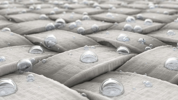 Better Flags | CiClO Flags | Close-up of water droplets beading on a textured hydrophobic surface.