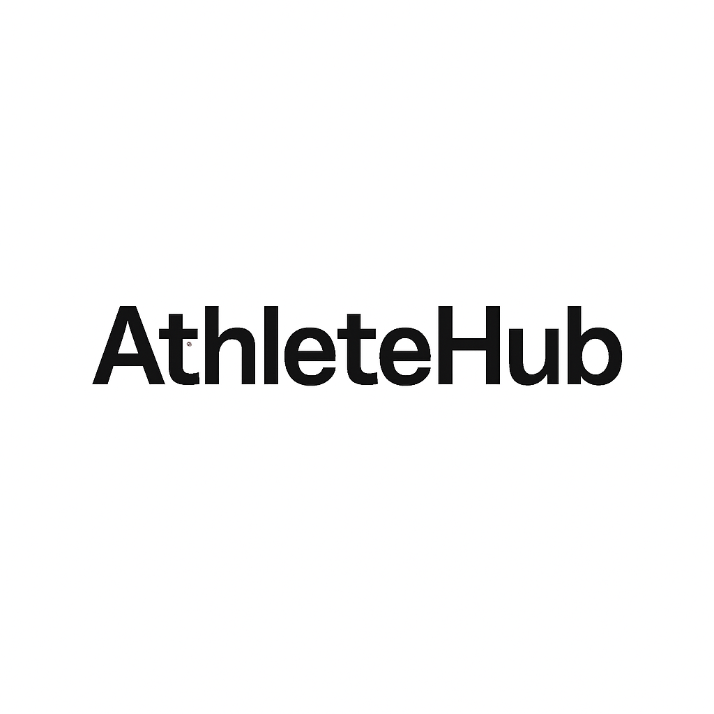AthleteHub i svart tekst på hvit bakgrunn.