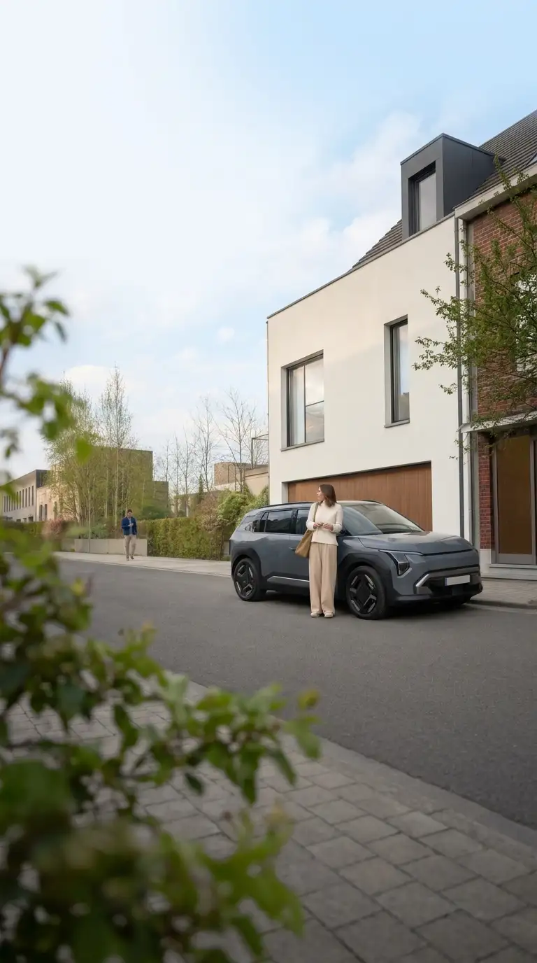 Elektrische deelwagen van BattMobility in de straat